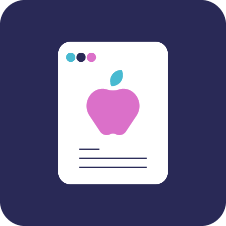 Icon of an internet browser window with an apple on a dark purple background
