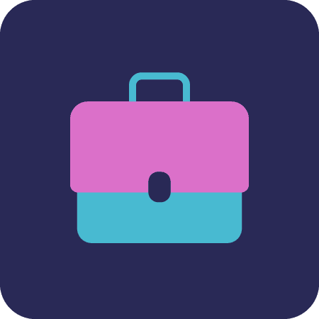 Icon of a briefcase on a dark purple background