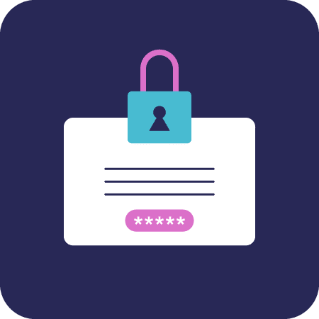 Icon of a note with a lock over it on a dark purple background