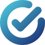 A check mark inside of a circle with a smooth gradient background transitioning from light blue to dark blue.