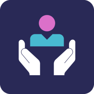 icon with two hands holding an abstract person between them