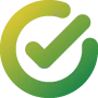 A circular logo with a green checkmark in the center, surrounded by a yellow and green gradient.