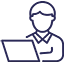 An icon showing a person sitting at a laptop