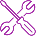 An icon showing a screwdriver and a wrench in a crossing pattern